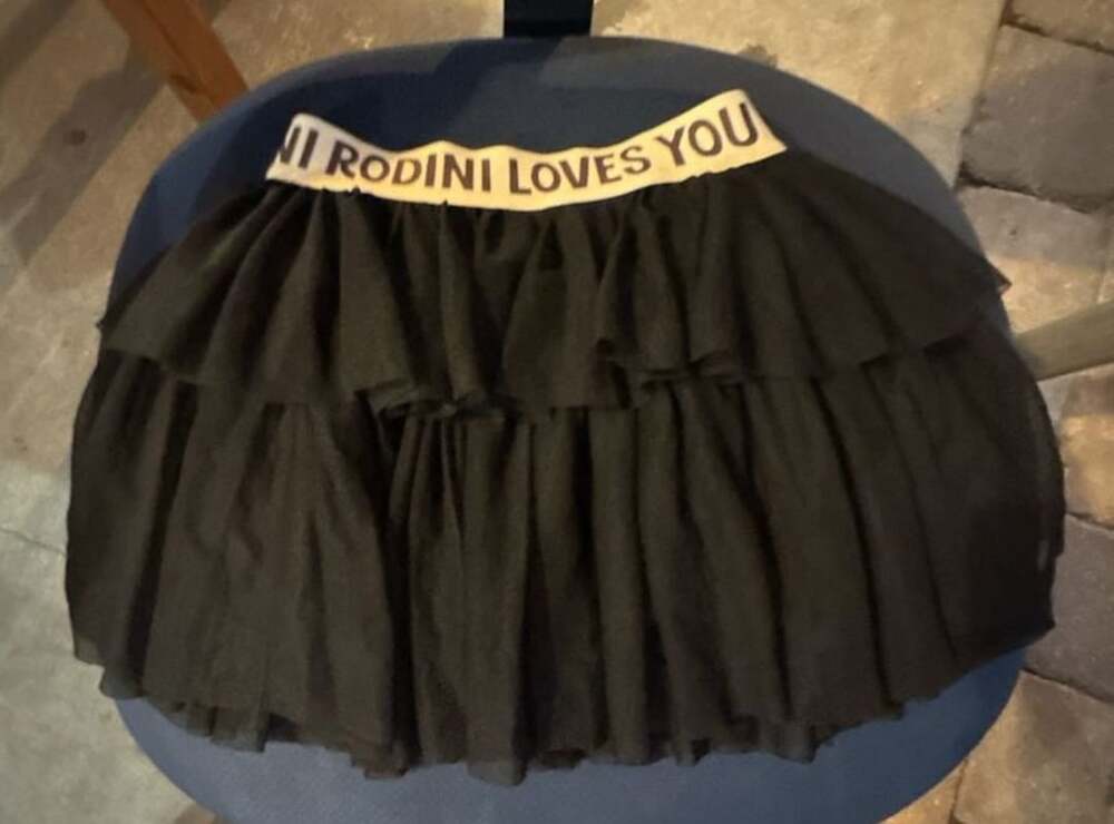 Mini Rodini Black Tulle Ruffle Skirt with Logo Elastic Waistband